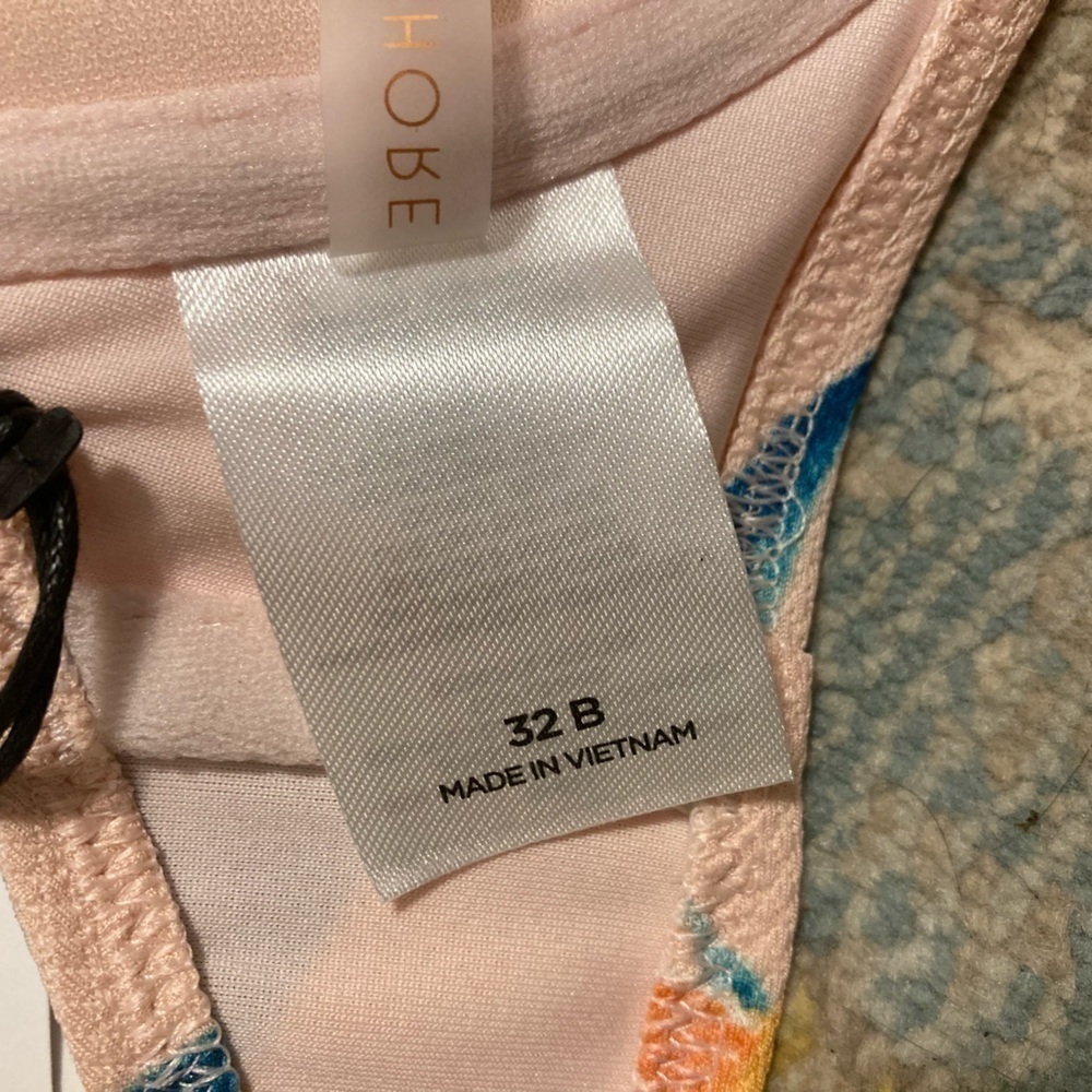 NWT Shade & Shore Grapefruit Pink And Orange Bikini Top Size 32B - Picture 10 of 13